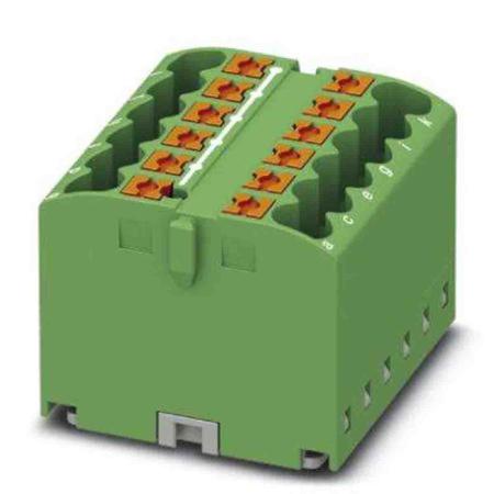 3273294 Phoenix Contact Distribution Block, 12 Way, 4mm², 24A, 450 V, Green