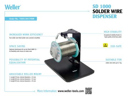 T0051301799 Weller SD1000 Solder Dispenser for use with Solder Reels