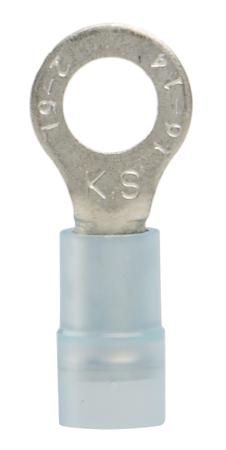 267-3745 RS Pro RNYD Series Insulated Crimp Ring Terminal, M5 (#10) Stud Size, 1.5mm² to 2.5mm², 16AWG to 14AWG, Blue