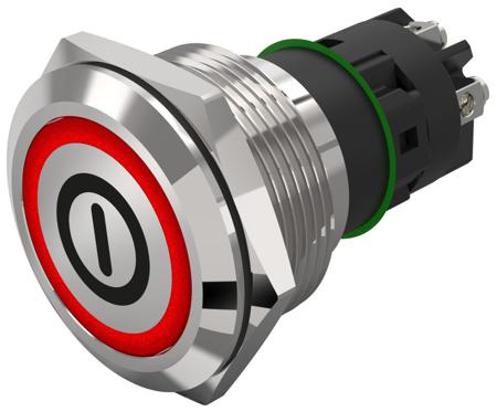 82-6152.1113.B001 EAO 82 Series Illuminated Illuminated Push Button Switch, Momentary, Panel Mount, 22.3mm Cutout, SPDT, Red LED, 240V,