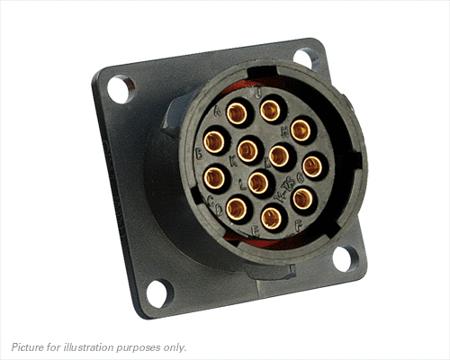UTS01412S Souriau Sunbank by Eaton Circular Connector, 12 Contacts, Flange, Standard Connector, Plug, Female, IP68, IP69K, UTS