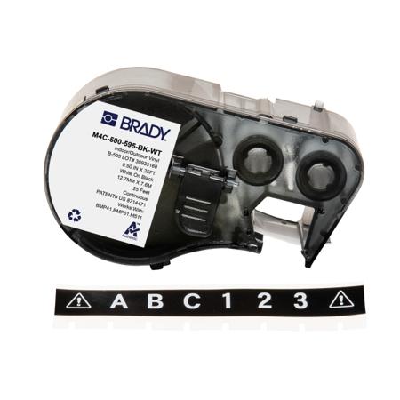 M4C-500-595-BK-WT Brady B-595 on White on Black Label, 12.70 mm Width