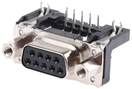 09661527613 HARTING D-Sub Standard 9 Way Right Angle Through Hole D-sub Connector Socket, 2.54mm Pitch, with 4-40 UNC Female