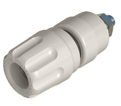 930103107 Hirschmann Test & Measurement 35A, White Binding Post With Brass Contacts and Nickel Plated - 8mm Hole Diameter