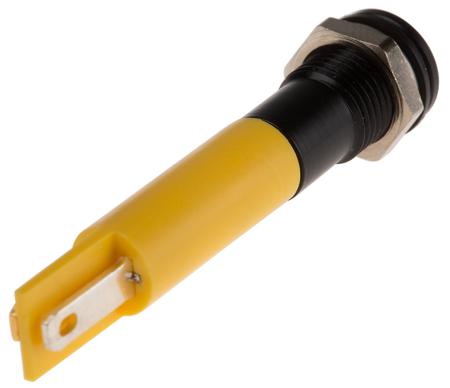 846-2920 RS Pro Yellow LED Indicator, 220 V ac, 9.5 mm Lamp Size, 8mm Mounting Hole Size, IP67