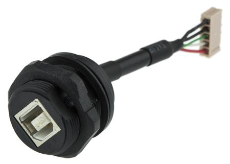 USBBF7 Amphenol Socapex Straight, Jam Nut, Male to Female- Single Port Type B 2.0 USB Connector