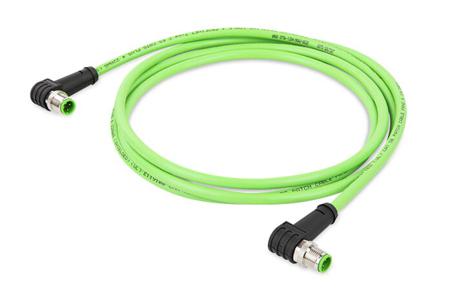 756-1204-060-200 WAGO756, 20m Cat5e, Green M12 to Male M12 Male, Aluminium Foil, Tinned Copper Braid, Terminated Polyurethane Sheath