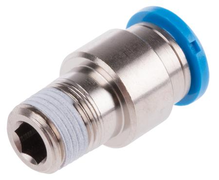 QS-1-8-8-I Festo Pneumatic Straight Threaded-to-Tube Adapter, R 1/8 Male, Push In 8 mm Push In 8 mm