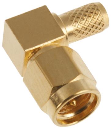 1-1478923-0 TE Connectivity Right Angle 50Ω Cable Mount SMA Connector, Crimp, Solder Termination RG141 A/U, RG58 C/U