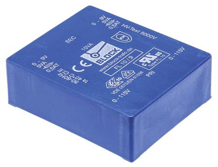 FL-10-9 9V ac 2 Output Through Hole PCB Transformer, 10VA