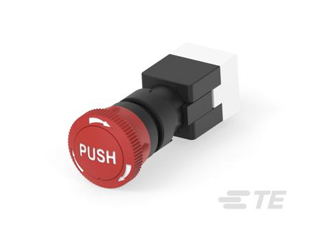 PBES16N60R TE Connectivity Twist Release Emergency Stop Push Button, Panel Mount, 16mm Cutout, 1NC + 1NC, IP65