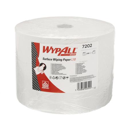 7202 WYPALL WypAll L10 General Clean () Wiper Roll White Paper Towel, 380 x 240mm, 1000 Sheets