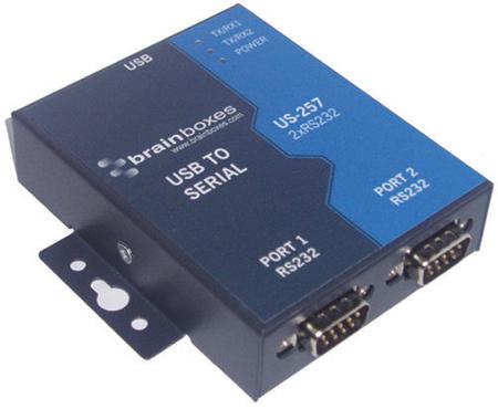 US-257 Brainboxes RS232 USB B Female to D-sub, 9 Pin Male Interface Converter