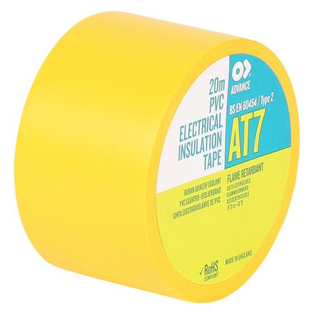AT7 Advance Tapes  Yellow PVC Electrical Tape, 38mm x 20m