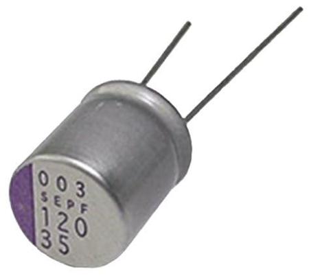 4SEP560M Panasonic Aluminium Polymer Capacitor 560μF 4V dc 8mm E12 OS-CON Series, Through Hole Polymer, ±20% 8 (Dia.) x 12mm