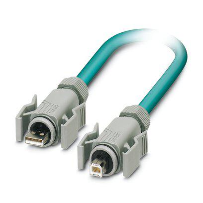 1653870 Phoenix ContactVS, 2m, Blue USB to USB, Aluminium/Polyester Foil Shielded, Terminated Polyurethane Sheath