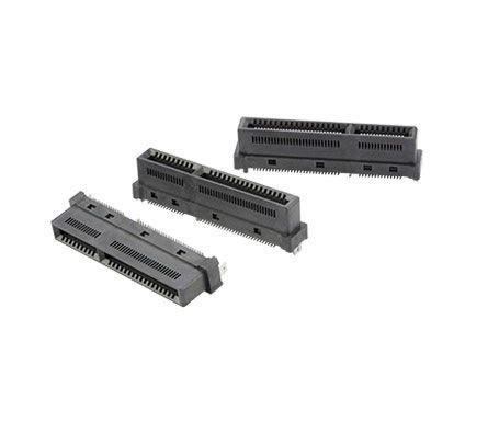 ME1005611201041 Amphenol Communications Solutions Right Angle Edge Connector, 56-Contacts, 0.6mm Pitch, 2-Row