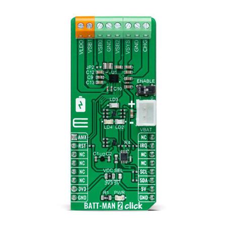 MIKROE-4837 MikroElektronika BATT-MAN 2 Click Power Management Unit (PMU) for MAX77654 for mikroBUS Socket