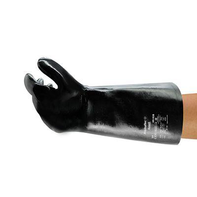 9928100 Ansell AlphaTec 09-928 Black Cotton, Jersey Chemical Resistant Work Gloves, Size 10, Neoprene Coating