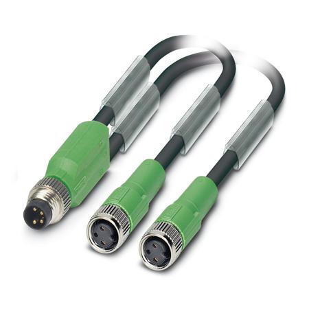 1458693 Phoenix Contact Male 3 way M8 to Female 3 way M8 Sensor Actuator Cable, 3 m