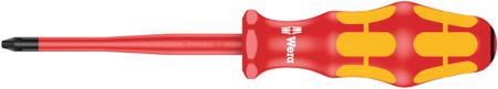 05006461001 Wera Pozidriv Insulated Screwdriver, PZ2 Tip, 100 mm Blade, VDE/1000V, 205 mm Overall