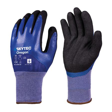SKG00002DL Skytec Oregon Black, Blue Nylon Oil Grip, Oil Repellent Work Gloves, Size XXL, Nitrile Coating