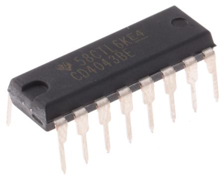 CD4043BE Texas Instruments  4bit-Bit Latch, Transparent SR Type, 3 State, 16-Pin PDIP