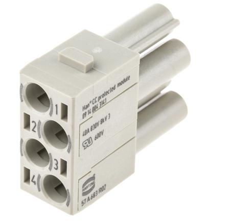 09140043141 HARTING Heavy Duty Power Connector Module, 40A, Female, Han-Modular Series, 4 Contacts