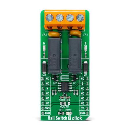 MIKROE-4788 MikroElektronika Hall Switch 2 Click Hall Effect Sensor Add On Board for MHA100KN mikroBUS Socket