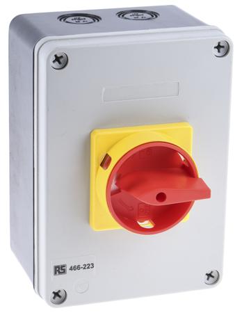 466-223 RS PRO 4P Pole DIN Rail Isolator Switch - 63A Maximum Current, 22kW Power Rating, IP65