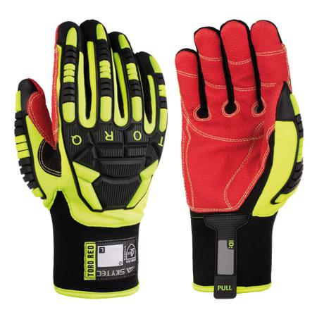 SKG00020CL Skytec Torq Red F Red, Yellow Synthetic Leather Cut Resistant, Impact Protection Work Gloves, Size XXL, Polyester, TPR