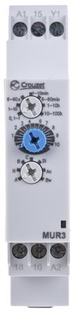 88827103 Crouzet DIN Rail Mount Timer Relay, 12 → 240V ac/dc, 1-Contact, 0.1 s → 100h, SPDT