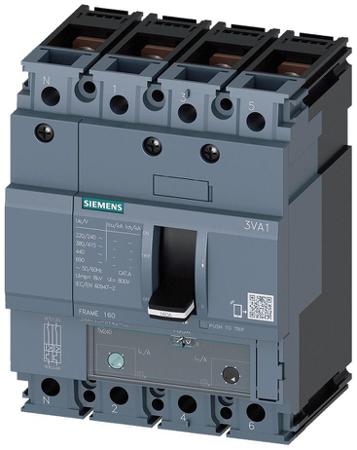 3VA11106GF420AA0 Siemens, SENTRON MCCB Molded Case Circuit Breaker 4P 100A, Breaking Capacity 70 kA, DIN Rail Mount