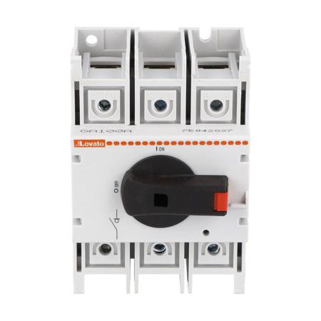 GA100A Lovato 3P Pole Switch Disconnector - 100A Maximum Current, 45kW Power Rating, IP20