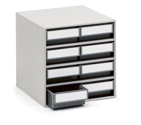 0840-3 Treston 8 Drawer Storage Unit, Plastic, 395mm x 400mm x 300mm, Grey