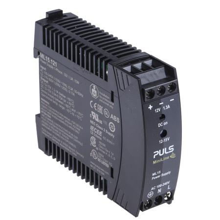 ML15-121 MiniLine MLY Switch Mode DIN Rail Panel Mount Power Supply, 15W, 85 → 264 V ac, 85 → 375 V dc/ 1.3A