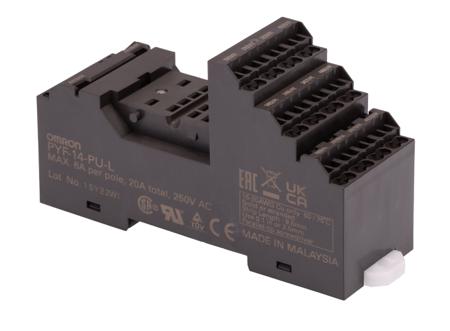 PYF-14-PU-L Omron MY4 14 Pin 250V ac DIN Rail Relay Socket, for use with H3Y Series Timer, H3YN Series Timer