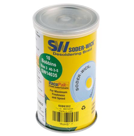 SW14035 Chemtronics 1.5m Lead Free Desoldering Braid, Width 2mm