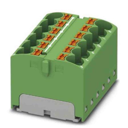 3273820 Phoenix Contact Distribution Block, 12 Way, 0.2 → 6mm², 32A, 450 V, Green