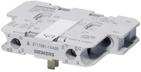 3TY7561-1AA00 Siemens Auxiliary Switch Block, 2 Contact, 1NC + 1NO, Snap-On, 3TF6 3TY7