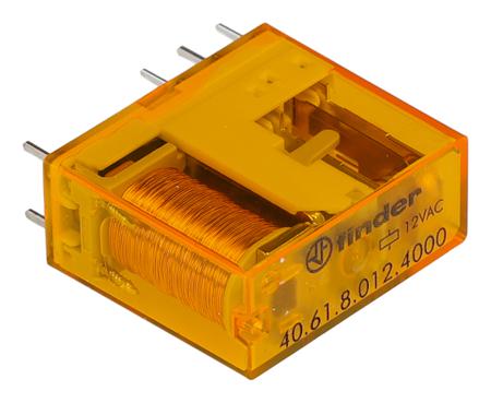 406180124000 Finder PCB Mount Power Relay, 12V ac Coil, 16A Switching Current, SPDT