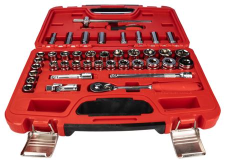 224-2249 RS PRO 41-Piece Imperial, Metric 3/8 in Deep Socket/Standard Socket Set with Ratchet, 6 point; 12 point