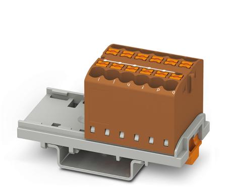3273032 Phoenix Contact Distribution Block, 12 Way, 4mm², 24A, 690 V, Brown