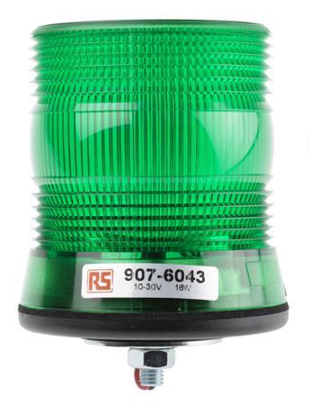 907-6043 LED, Flashing Beacon LCB Series, Green, Single Point, 10 → 30 V dc