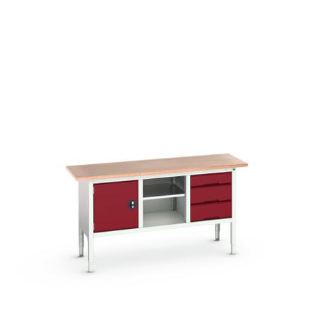 16923020-24 Bott Steel Workbench, 75kg Max Load, Adjustable Height, 930mm x 600mm x 1750mm