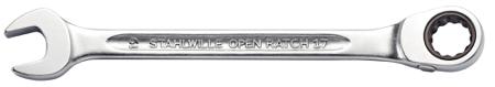 96411712 STAHLWILLE OPEN-RATCH Series Ratchet Spanner, 8 mm, 9 mm, 10 mm, 11 mm, 12 mm, 13 mm, 14 mm, 15 mm, 16 mm, 17 mm, 18