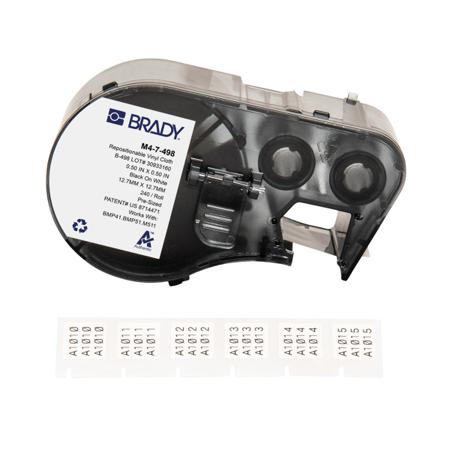 M4-7-498 Brady B-498 on Black on White Label, 12.70 mm Width