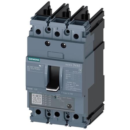 3VA5107-1MH31-0AA0 Siemens, SENTRON MCCB Molded Case Circuit Breaker 3P 7A, Breaking Capacity 10 kA, Cable Mount, Panel Mount