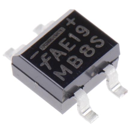 MB1S onsemi Bridge Rectifier, 500mA, 100V, 4-Pin