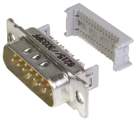 8215-6000 3M 8200 15 Way Right Angle Cable Mount D-sub Connector Plug, 1.27mm Pitch